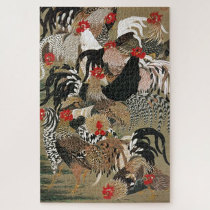 群鶏図, 若冲 Herde von Hähnen, Jakuchū, Japanische Kuns Puzzle