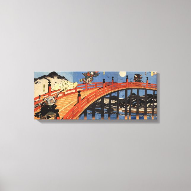 義 経 と 慶, 国, Yoshitsune & Benkei, Kuniyoshi, Ukiyo- Leinwanddruck (Vorderseite)