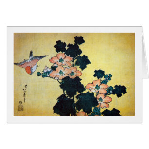 芙 蓉 雀, 北 Hibiskus Mutabilis und Sparrow, Hokusai