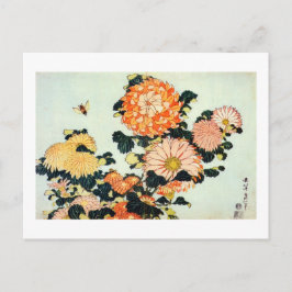 菊と蜂, 北斎 Chrysantheme und Biene, Hokusai Postkarte