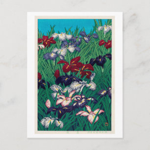 菖蒲, Iris, Hasui Kawase, Woodcut Postkarte