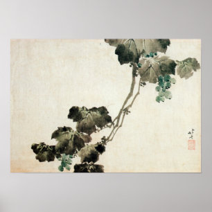 葡 萄, 北 斎 Trauben, Hokusai Poster