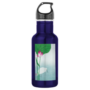 蓮 白 鷺, 小 古 に Lotus & White heron, Koson, Ukiyo-e Edelstahlflasche