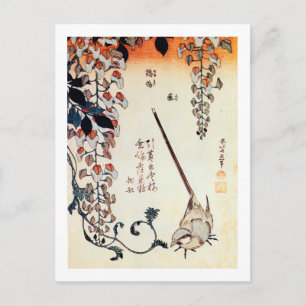 藤 に セ キ イ, 北 Wagtail und Wisteria, Hokusai, Ukiyo- Postkarte