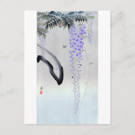 藤 花, 古 邨 blühende Wisteria, Ohara Koson, Woodcut Postkarte