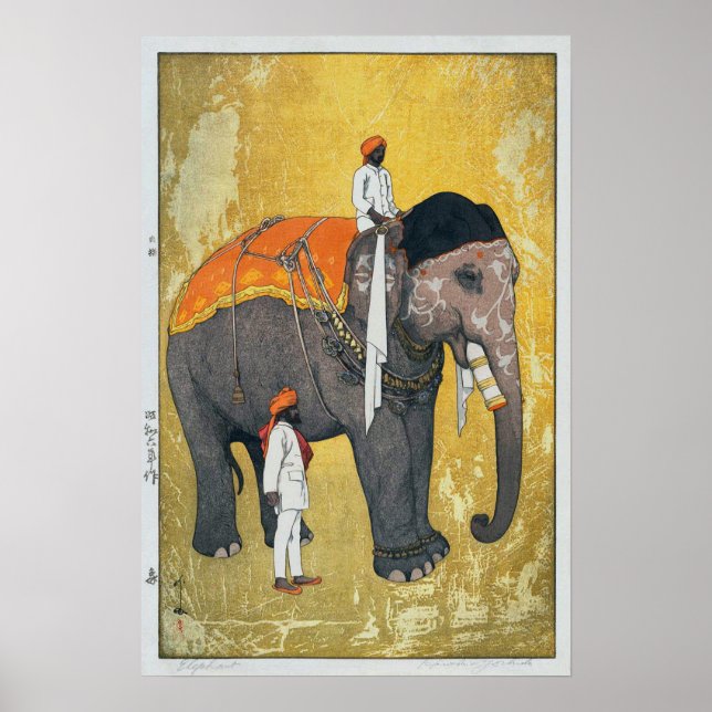 象, Elephant, Hiroshi Yoshida, Holzschnitt Poster (Vorne)