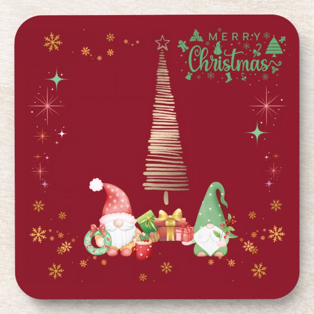 赤色かわいいサンタさんクリスマス♡  GETRÄNKEUNTERSETZER (Vorderseite)