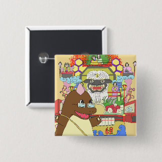 道の駅くじ やませ土風館オリジナルキャラクターどっふぅくん スクエア缶バッジ BUTTON