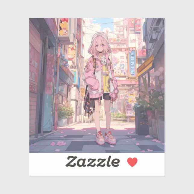 都会の桜色/Urban Pink Seal | 東京娘 GenerartiveAI Aufkleber (Blatt)