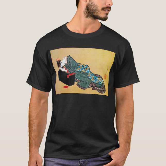 酔った女, 北斎 betrunkene Frau, Hokusai T-Shirt (Vorderseite)