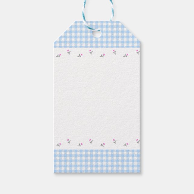 野ばら＆チェック（ブルー）  GESCHENKANHÄNGER (Vorderseite)