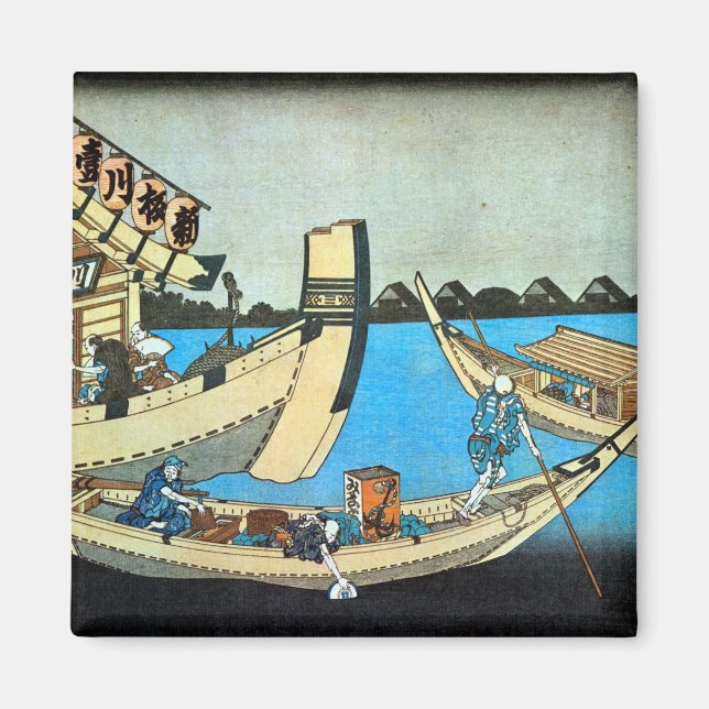 隅 田 川, 北 Sumida River, Hokusai, Ukiyo-e Magnet (Vorne)