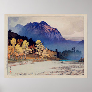 雨 の 穂 山, Hodaka-yama nach Regen, Yoshida, Woodcut, Poster