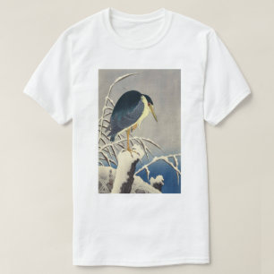 雪に青サギ, 小原古邨 blauer Reiher im Schnee, Ohara Koson T-Shirt