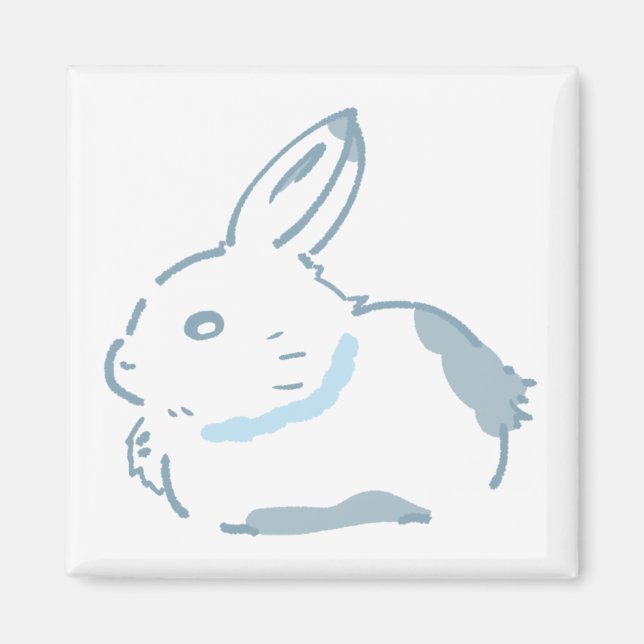 雪の中のうさぎ＆パステル水色デザイン MAGNET (Vorne)