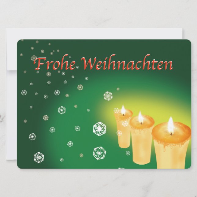 雪を麻の葉文様で描いたクリスマスカード (Frohe Weihnachten) Karte (Vorderseite)