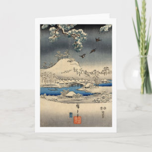 雪景色に雀, 広重 Spatzen im Schnee gestalten, Hiroshige Karte