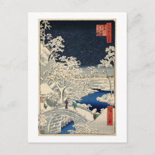 雪 の 太 橋, 広 重 Snowy Drum bridge, Hiroshige, Ukiyo-e Postkarte