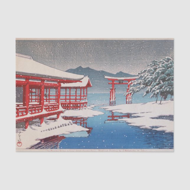 雪 の 宮 島, Miyajima Shrine in Snow, Hasui Kawase Seidenpapier (Vorderseite)