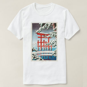 雪 の 島, Miyajima in Snow, Hasui Kawase, Woodcut T-Shirt