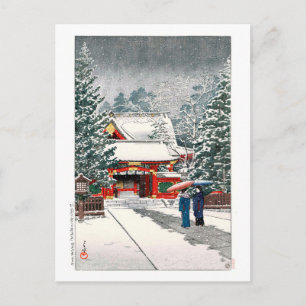 雪 の 日 枝 社, Schnee bei Hie Shrine, Hasui Kawase, Wo Postkarte