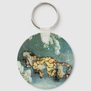 雪 中 図, 北 Tiger im Schnee, Hokusai Schlüsselanhänger