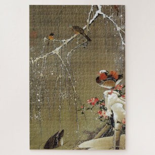 雪 中 鴛 図, 若 冲 Mandarin Duck im Schnee, Jakuchū Puzzle