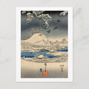 雪 景 色 雀, 広 重 Sparrows in Snow Landscape, Hiroshige Postkarte