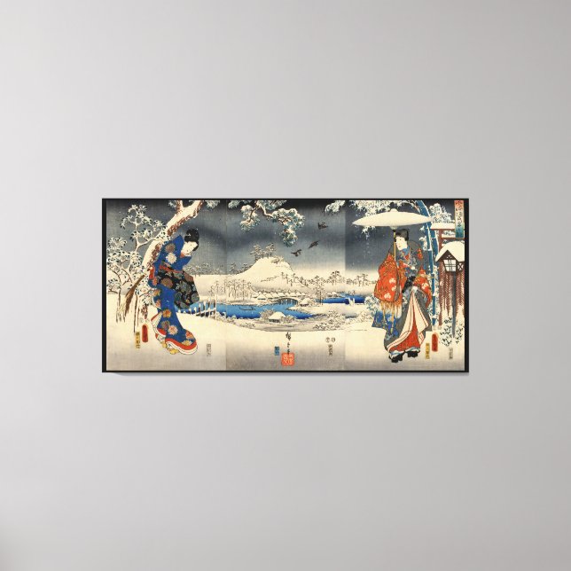 雪 色 の 人, 豊 Liebhaber der Schneeszene, Toyokuni Leinwanddruck (Vorderseite)
