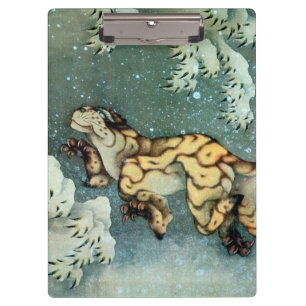 雪 虎 図, 北 Tiger im Schnee, Hokusai, Art. Klemmbrett