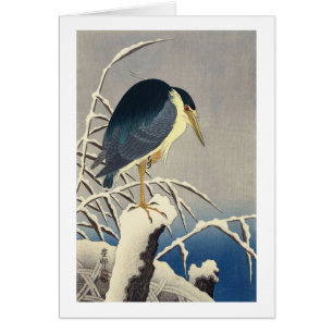 雪 青 ギ, 小 古 に blauer Heron im Schnee, Ohara Koson