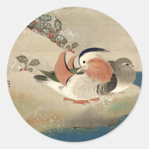 雪 鳥 図(部 分), 抱 Vögel im Schnee(Detail), Hōitsu Runder Aufkleber