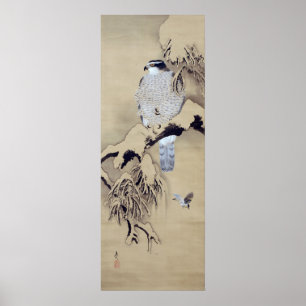 雪 鷹 図, 柴 是 中 im Schnee, Shibata Zeshin Poster