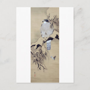雪 鷹 図, 柴 是 中 im Schnee, Shibata Zeshin Postkarte