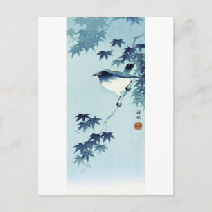 青い鳥, 古邨 Vogel im Blau, Koson, Ukiyo-e Postkarte