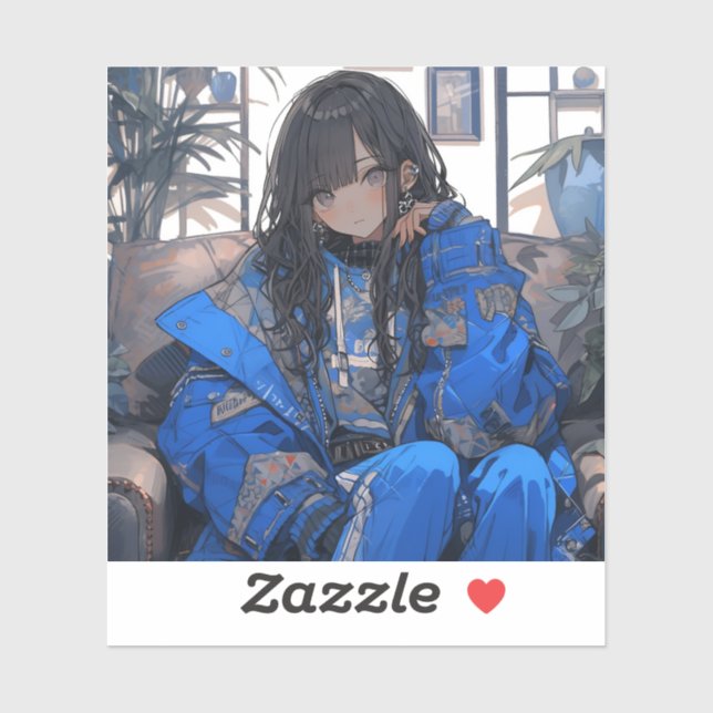 青春のインディゴ/Indigo Youth Seal | 東京娘 GenerartiveAI シール Aufkleber (Blatt)