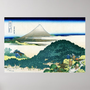 青 山 円 松, 北 Blick 斎 Fuji von Aoyama aus, Hokusai Poster
