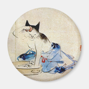 顔 を 洗 猫, 広 重 Cat Face Wash, Hiroshige Magnet