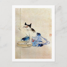 顔 を 洗 猫, 広 重 Cat Face Wash, Hiroshige Postkarte