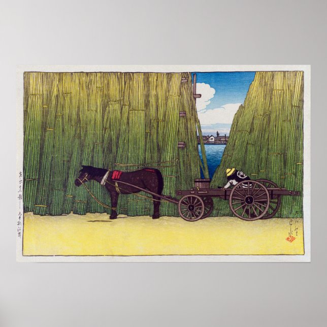 駒 形 岸, Komagata Embankment, Hasui Kawase, Woodcut Poster (Vorne)