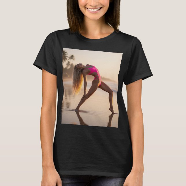 高級リゾートの南国の浜辺で美しい女性が高級グラビアモデルが素晴らしいポーズをしてくれました T-Shirt (Vorderseite)