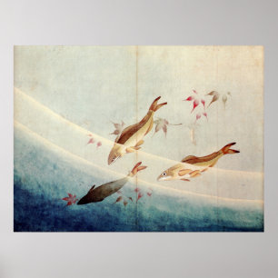 鮎, 北 斎 Süßfisch, Hokusai, Art Poster