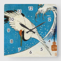 鶴 波, Crane & Wave, Hiroshige, Ukiyo-e