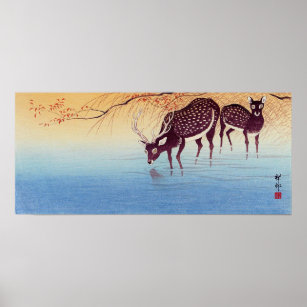 鹿, 小 原 古 Hirsch, Ohara Koson, Ukiyo-e Poster