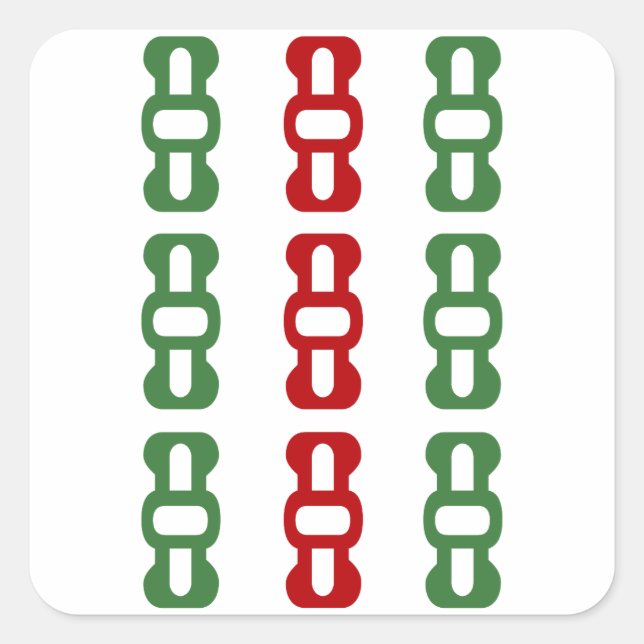 麻雀牌 9索 / NINE OF BAMBOOS -MAHJONG TILE- QUADRATISCHER AUFKLEBER (Vorderseite)