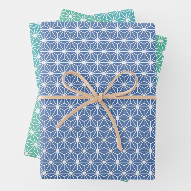 麻 の 葉 ASANOHA | Japanisches KIMONO-Muster Geschenkpapier Set (Beispiel)