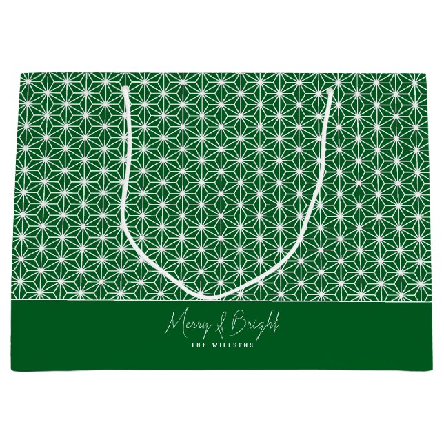 麻 の 葉 | ASANOHA Japanisches Kimono Muster Xmas Ges Große Geschenktüte (Vorderseite)