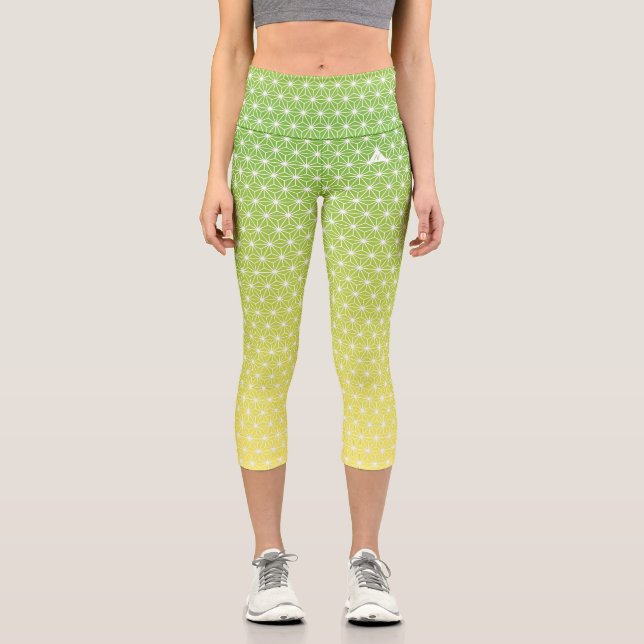 麻 の 葉 ASANOHA | Japanisches traditionelles KIMONO- Capri Leggings (Vorderseite)