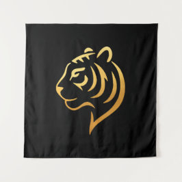 黄金の虎 Gold Tiger – Japanese Minimalist Art Wandteppich