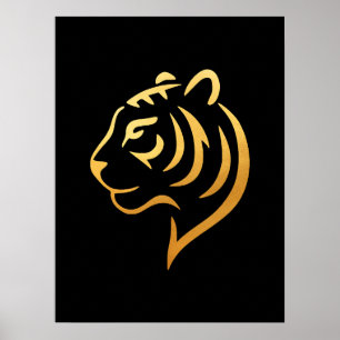 黄金の虎 Gold Tiger – Japanische Minimalistische Kunst Poster